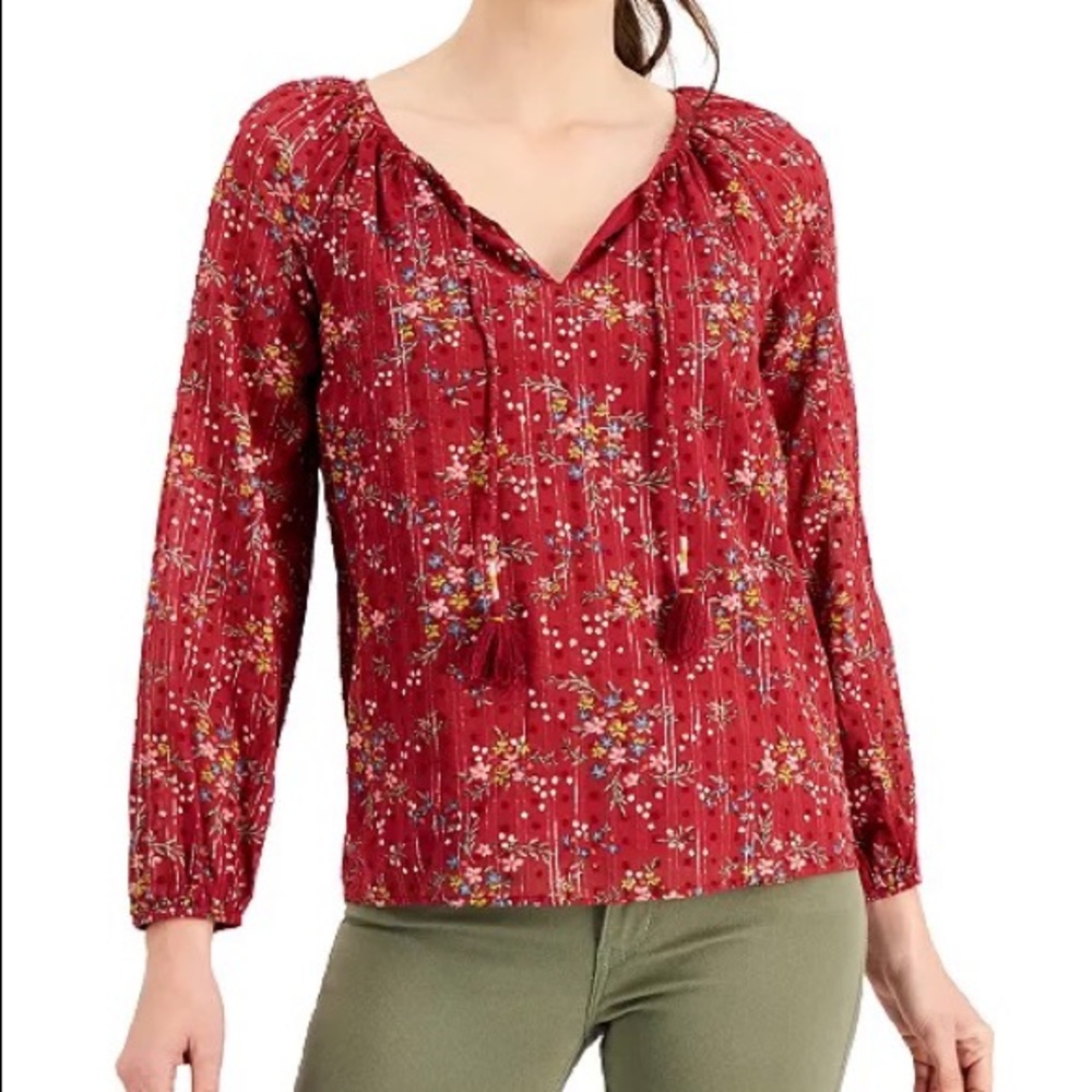 Printed Embroidered Top